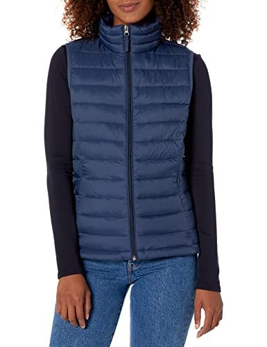 Photo 1 of Amazon Essentials Women's Lightweight Water-Resistant Packable Puffer Vest, Navy, Large
