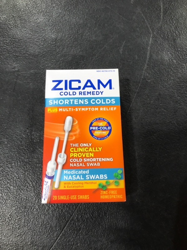 Photo 2 of Zicam Cold Remedy Nasal Swabs with Cooling Menthol & Eucalyptus, 20 Count---- EXPIRES 12/2022