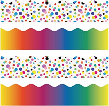 Photo 1 of Color Bulletin Borders Stickers, 80 ft Back-to-School Decoration Borders for Bulletin Board/Black Board/Chalkboard/Whiteboard Trim, Teacher/Student Use for Classroom/School Decoration,2 Set
