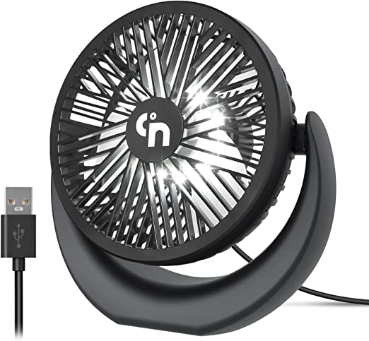 Photo 1 of HomeLifairy Small Desk Fan with LED Light,3 Speeds Desktop USB Fan Mini Cooling Table Fan ,360°Rotation,Quiet Operation,for Home Office Bedroom Travel
