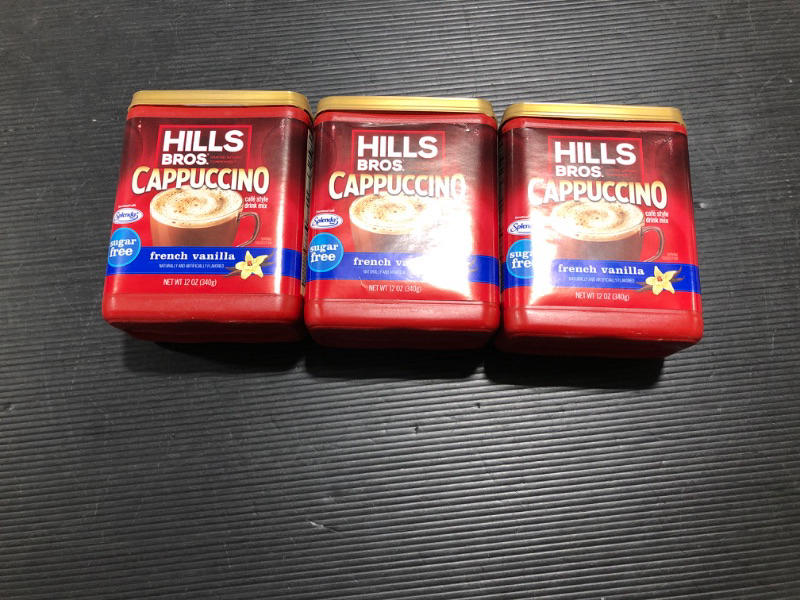 Photo 1 of (3 Pack) Hills Bros. French Vanilla Cappuccino Instant Coffee Powder Drink Mix â?? Sugar-Free, 12 Ounce Canister BEST BY JAN.05.2023