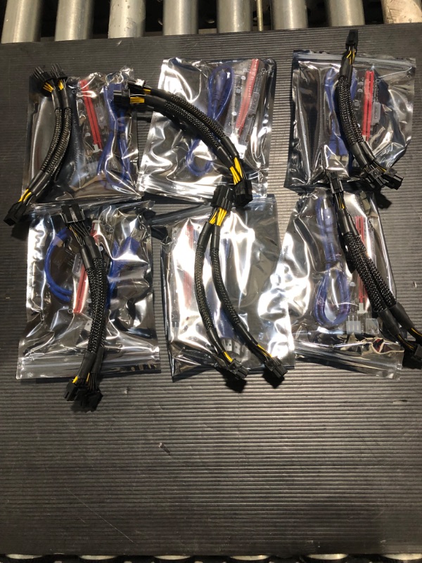 Photo 2 of 12 Pieces PCI-e Riser Express Cable Set 1X to 16X GPU Riser Adapter Extension Cable USB 3.0 and VGA 8 Pin Female to Dual 8 Pin Male Splitter Braided Sleeved Cable for Mining Powered Riser Adapter Card