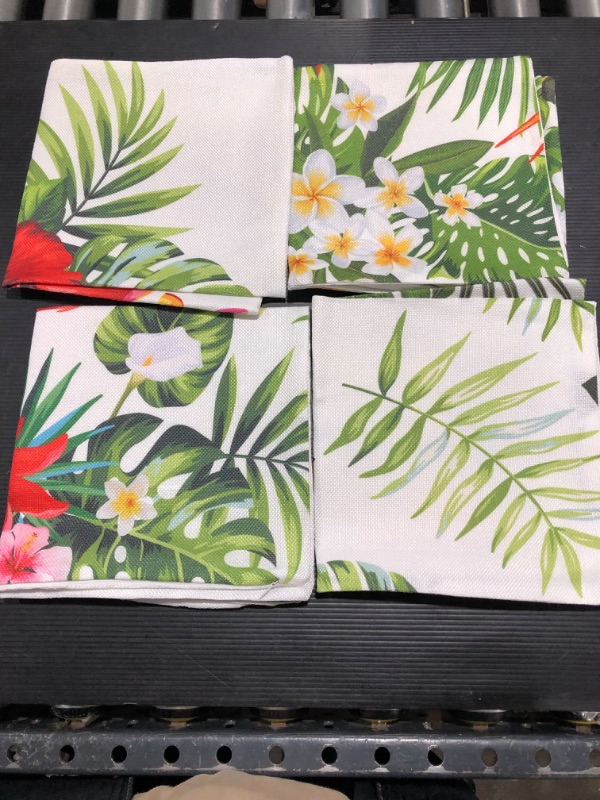 Photo 1 of Basic Model 4 Pcs Decorative Throw Pillow Covers Flamingo Tropical Leaves Pillowcases 18x18 Inch Soft Square Cotton Linen Cushion Covers for Summer Decor Sofa Bed Couch