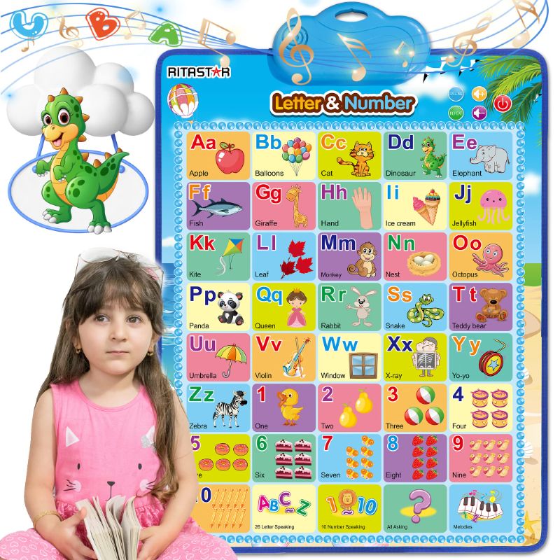 Photo 1 of  Kid Toy Toddler ABC Learning Education Gift, Educational Alphabet Toys Talking ABC 123s Music Poster with Find-Games, Fun Wall Chart for Boys Girls at Preschool/Kindergarden/Daycare--- NEW
