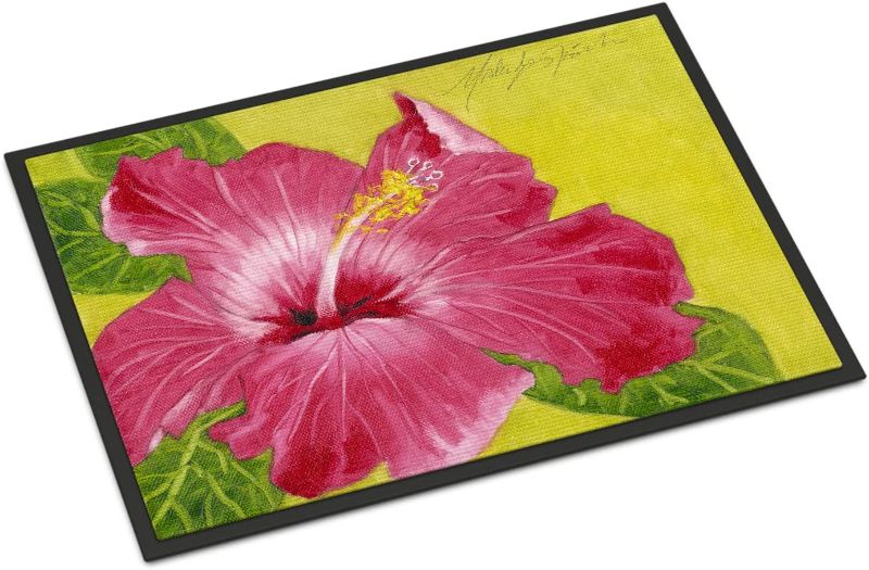 Photo 1 of 24 in x 36 in Hot Pink Hibiscus by Malenda Trick Door Mat Indoor/Outdoor