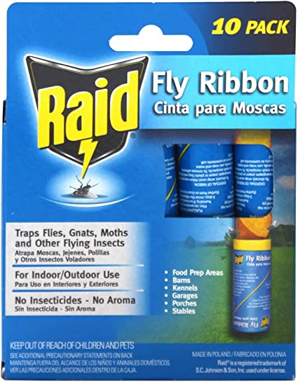 Photo 1 of 10 PACK Raid Fly Ribbon, Fly Traps for Indoors and Outdoors, Bug Trap for Flying Insects PACK OF 6