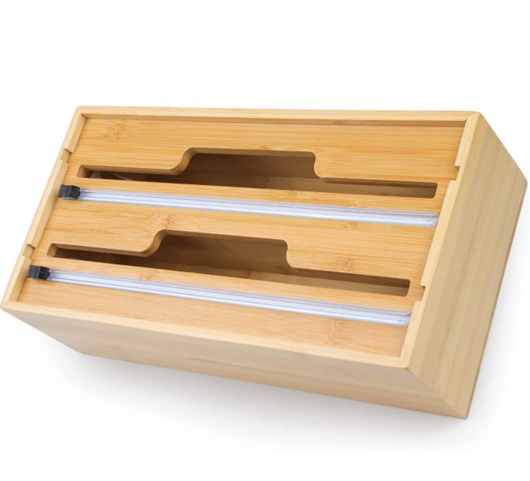 Photo 1 of 2 in 1 Bamboo Wrap Dispenser With Cutter 