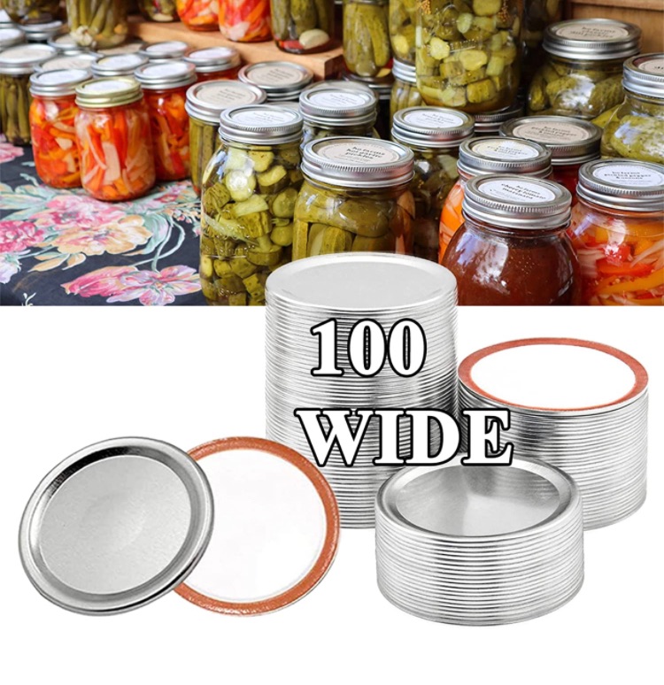 Photo 1 of 100 Pcs Wide Mouth Mason Jar Lids