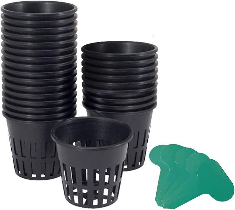 Photo 1 of 50 Pack 3 inch Net Pots Hydroponics Supplies Cups, Round Wide Lip Design Orchids Aquaponics Garden Slotted Mesh Heavy Duty Net Pot Orchid Pot with 20Pcs Plant Labels