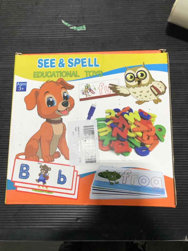 Photo 2 of Cokoka Alphabet Flashcards See & Spell Learning Toys CVC Word Builders Wooden Letters Matching Games for Kids Montessori Educational Toys for 3 4 5 Years Old Kindergarten Preschool Learning Activities 