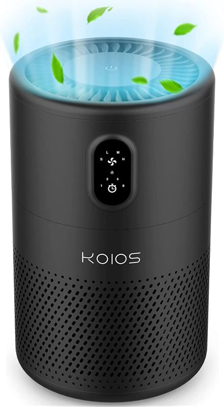 Photo 1 of KOIOS Air Purifiers for Bedroom Home 430ft², H13 HEPA Filter Purifier for Pets Dust Mold Bacteria Allergies Smoke Pollen, Small Air Cleaner for Room Dorm, 20dB Quiet Dust Remover for Room, Ozone Free, B-D02L Black 