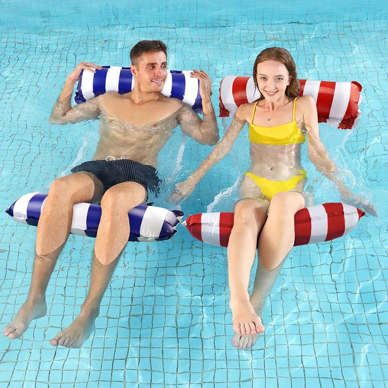 Photo 1 of 2-Pack Swimming Pool Floats, Inflatable Water Hammock Adults Size, Multi-Purpose Floating Rafts ( Saddle, Lounge Chair, Floaties Hammock, Drifter)
