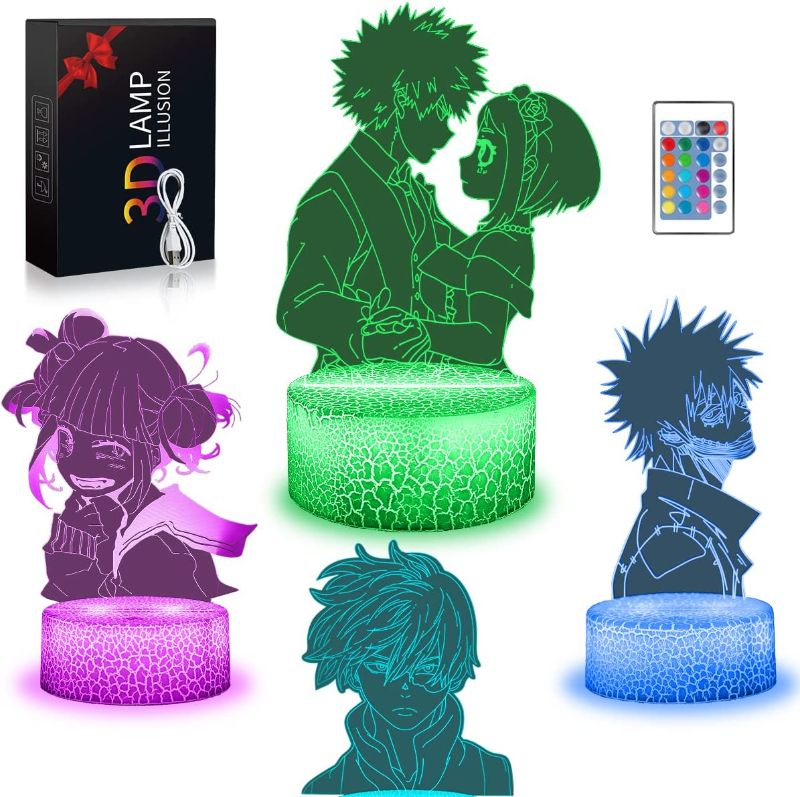Photo 1 of Christmas Toys for Kids, 3D Illusion Night Light, 4 Patterns 16 Color Change Anime Lamp with Remote Control & Smart Touch for Kids, Birthday Christmas for Age 2 3 4 5 6 7+ Year Old Kids Gifts
