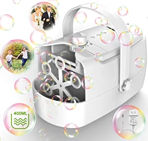 Photo 1 of Bubble Machine Durable Automatic Bubble Blower, 8000+ Bubbles Per Minute Bubbles for Kids Toddlers Bubble Maker Operated by Plugin or Batteries Bubble Toys for Indoor Outdoor Birthday Party
