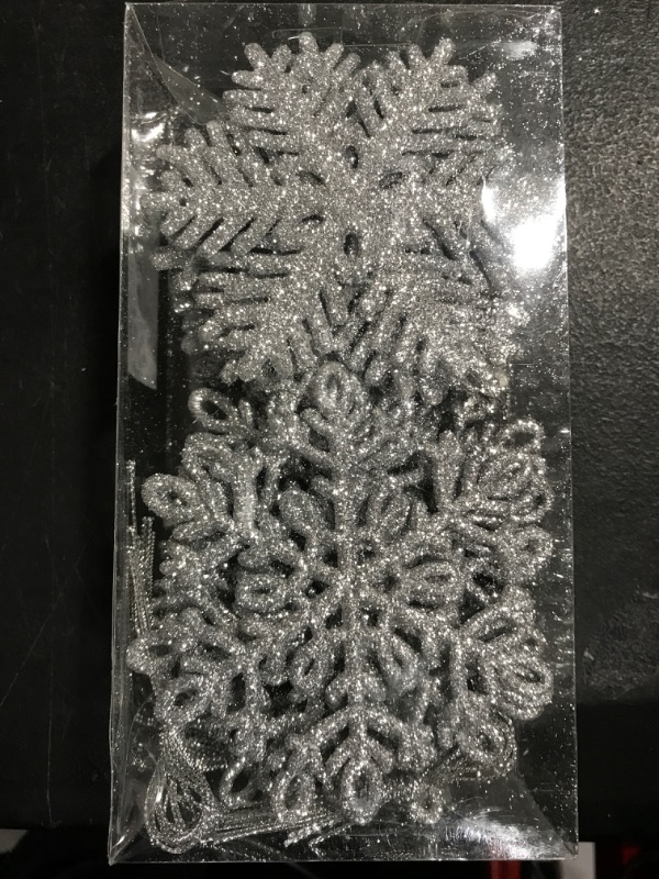 Photo 2 of 36pcs Silver Glitter Snowflake Ornaments, 4 Inch Plastic Snowflake Hanging Decorations Christmas Tree Ornaments for Winter Wonderland Holiday Party https://a.co/d/aQjgcQ6