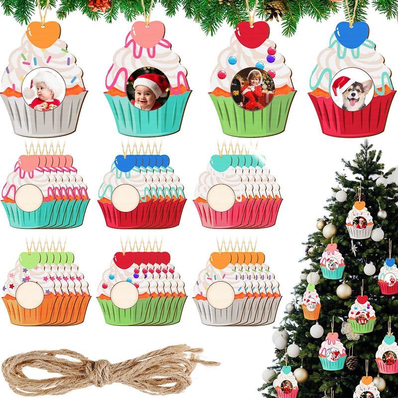 Photo 1 of 36 Pack Christmas Tree Ornaments Cupcake Candy Wood Ornaments Donut Cake Hanging Ornaments Dessert Wooden Set for Christmas Trees Decoration Present Family Xmas Decors (Cupcake) https://a.co/d/iHZKEaH