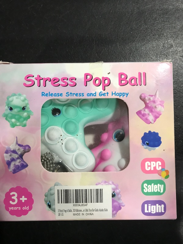 Photo 2 of 3 Pack Pop Stress Balls Fidget Toys,3D Stretchy Anxiety Relief Fingertip Squeeze Toy,Silicone Push Bubbles Stress Pressure Relieving Toys for Anti-Anxiety for Autistic Kids 