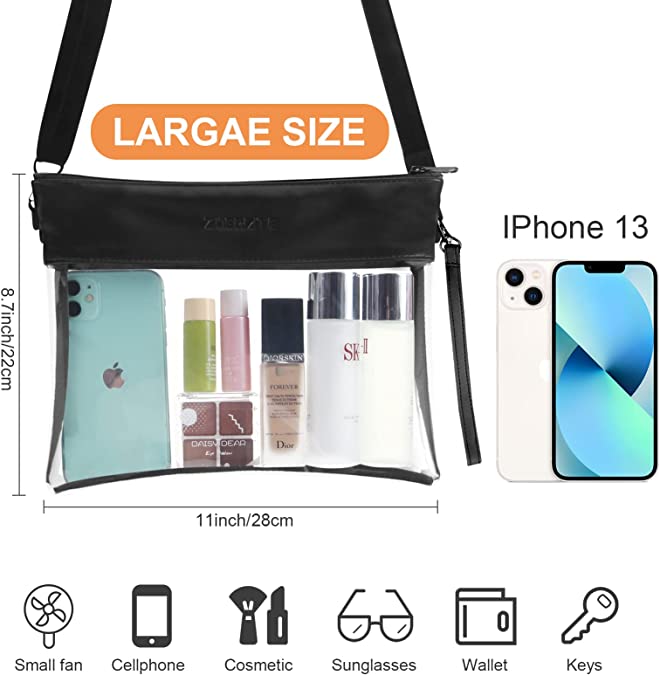 Photo 1 of ZOEGATE Clear Bag Crossbody Purse Bag Stadium Approved Clear Concert Purse Shoulder Bag Tote Bag with 5 Cool Stickers https://a.co/d/aNcEczG