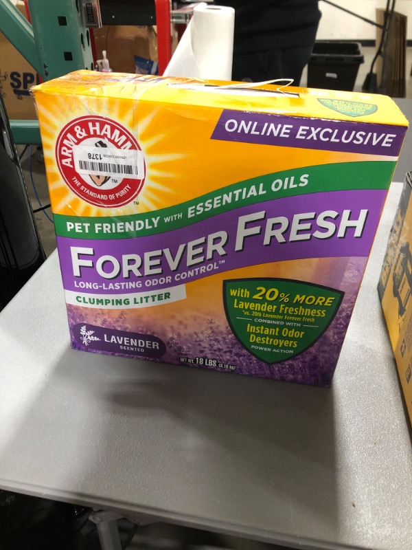 Photo 2 of Arm & Hammer Forever Fresh Clumping Cat Litter Lavender Multicat 18lb with 20% More Lavender Freshness Pet Friendly with Essential Oils