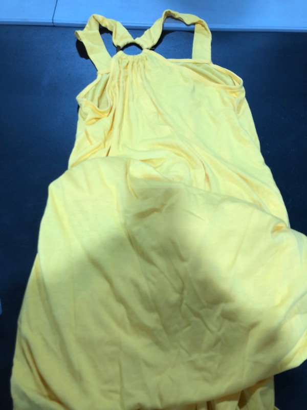 Photo 2 of ANRABESS Women's Summer Casual Criss Cross Sundress Sleeveless Split Maxi Long Beach Dress with Pockets Yellow SIZE Medium