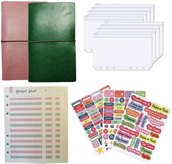 Photo 1 of A6 30PCS Budget Binder, 6 Pcs Cash Envelopes for Budgeting, Premium Leather Money Organizer for Cash Bills & Coupons, Budget Planner with 153 Pcs Color Stickers (pink)
