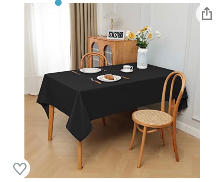 Photo 1 of AZON Rectangular Washable Polyester Tablecloth,90x132 Inch,Great for Tables,Parties,Holiday Dinner,Wedding and Banquet,Black