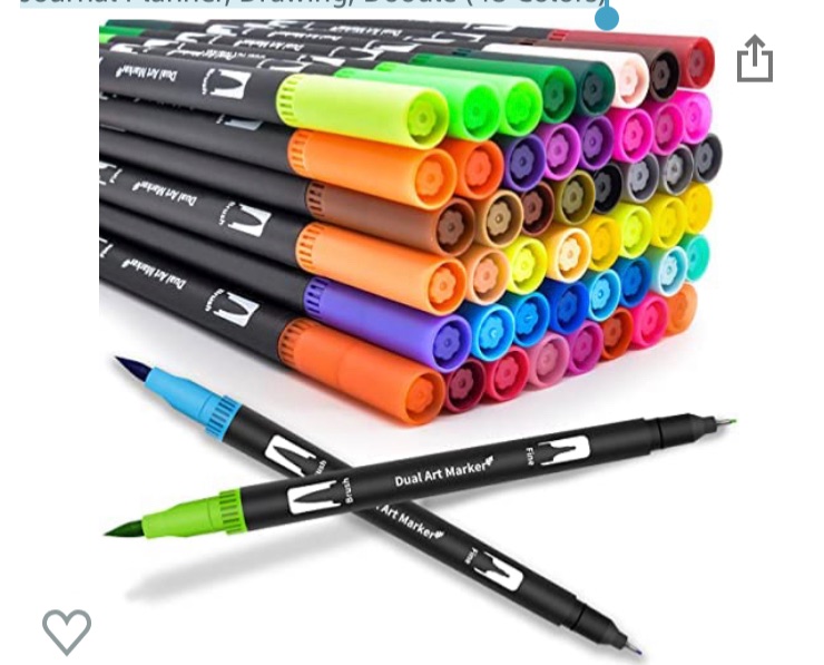 Photo 1 of Coloring Markers Pen, Dual Brush Tip Marker for Adult Coloring, Calligraphy Brush Fine Tip Pen for Beginner Journal Planner, Drawing, Doodle (48 Colors)