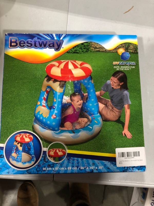 Photo 2 of Covered Baby Pool Sprinkler & Splash Play Pool Shaded Beach Outdoor Kids Tub Summer Indoor & Outdoor Water Play Centre Suitable for 2+ Toddlers (YX784917-1)