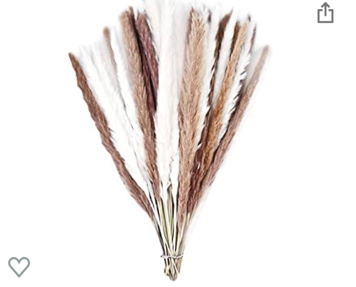 Photo 1 of 60 Pack Pampas Grass Boho Decorations, 17.3 inch/44cm Natural Dried Pampas Grass Branches for Boho Party Decor Home Kitchen Garden Photographing Flower Arrangement Vase Decor