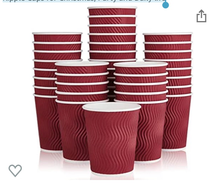 Photo 1 of 120 Pack Paper Coffee Cups, 8 Oz Disposable Coffee Cups, Red Hot Beverage Cups with Insulated Ripple Wall, Paper Ripple Cups for Christmas, Party and Daily life