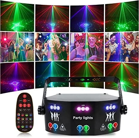 Photo 1 of 15 Lens Party Lights DJ Disco Light RGBW UV Strobe Lighting Effect LED Projector Sound Activated Ravelight Remote Control for Home Parties Karaoke Birthday Wedding Bar
