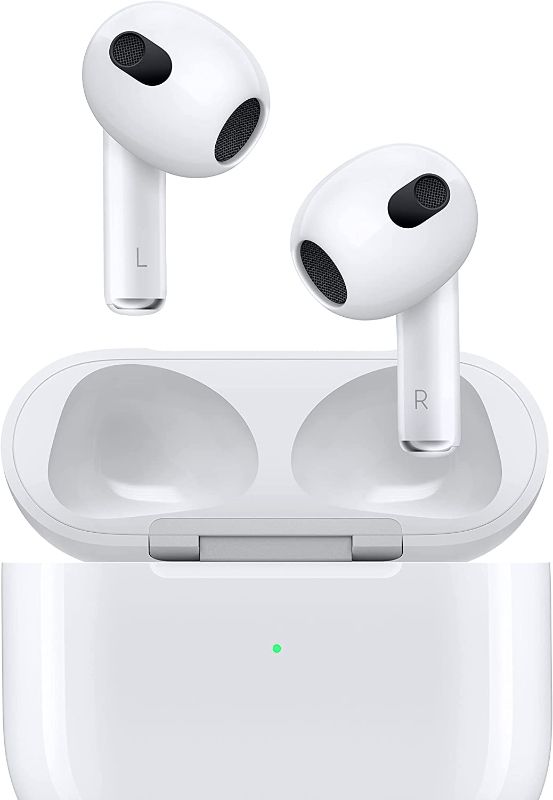 Photo 1 of Apple AirPods (3rd Generation) Wireless Earbuds with Lightning Charging Case. Spatial Audio, Sweat and Water Resistant, Up to 30 Hours of Battery Life. Bluetooth Headphones for iPhone
USED 