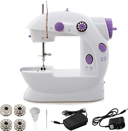 Photo 1 of Mini Sewing Machine, Portable Sewing Machine for Beginners Adult, Electric Crafting Speed Crafting Mending Machine Electric Overlock Sewing Machines for Sewing of Silks, Denim, Wool, Leather
