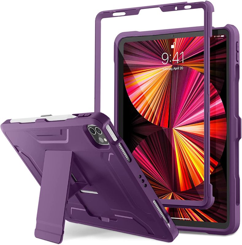 Photo 1 of DTTO New iPad Pro 11 inch Case 2022(4th Gen)/2021(3rd Gen), [Screen Protector] Dual Layer Full Body Protection Cover with Pencil Holder, Also Fit iPad Pro 11’’ 2020&2018/iPad Air 5/Air 4 - Purple
