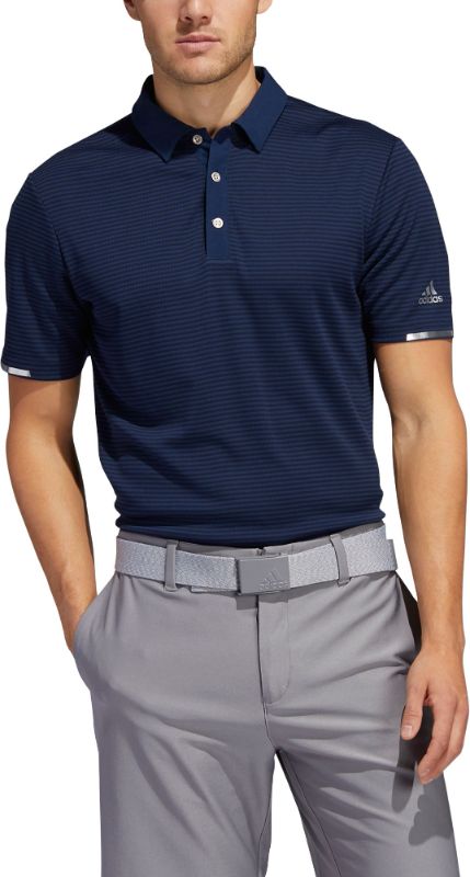 Photo 1 of Adidas Men's HEAT-RDY Stripe Golf Polo, Small, Blue
