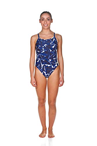 Photo 1 of Arena Women's Standard Shattered Glass Challenge Back One Piece Swimsuit, Navy, 30
