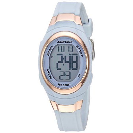 Photo 1 of Armitron Sport Women's 45/7034pbl Rose Gold-tone Accented Digital Chronograph Powder Blue Resin Strap Watch
