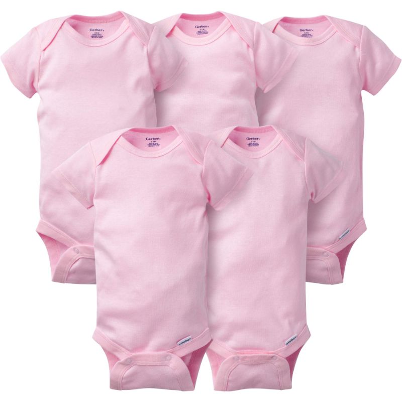 Photo 1 of Gerber Baby Girl or Boy Gender Neutral Onesies Brand Cotton Rib Bodysuits 5-Pack. OPEN PACKAGE. MISSING 1. SIZE 6M.
