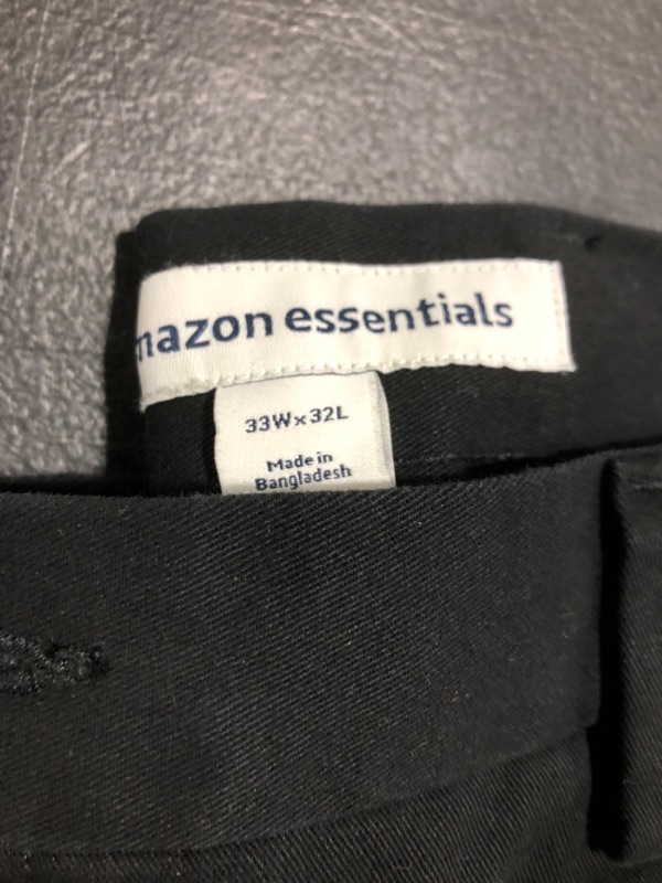 Photo 3 of AMAZON ESSENTIALS MEN'S KHAKI STYLE PANT. BLACK. SIZE 33x32 INCH. PRIOR USE. 