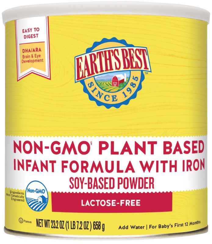 Photo 1 of Earth's Best Plant Based Baby Formula Soy Based Powder Infant Formula with Iron Lactose Free Non-GMO Omega-3 DHA and Omega-6 ARA 21 Oz. BB 03/2024.
