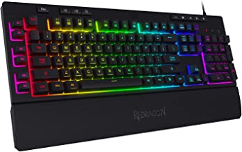 Photo 1 of Redragon K512 Shiva RGB Backlit Membrane Gaming Keyboard with Multimedia Keys, Linear Mechanical-Feel Switch, 6 Extra On-Board Macro Keys, Dedicated Media Control, Detachable Wrist Rest
