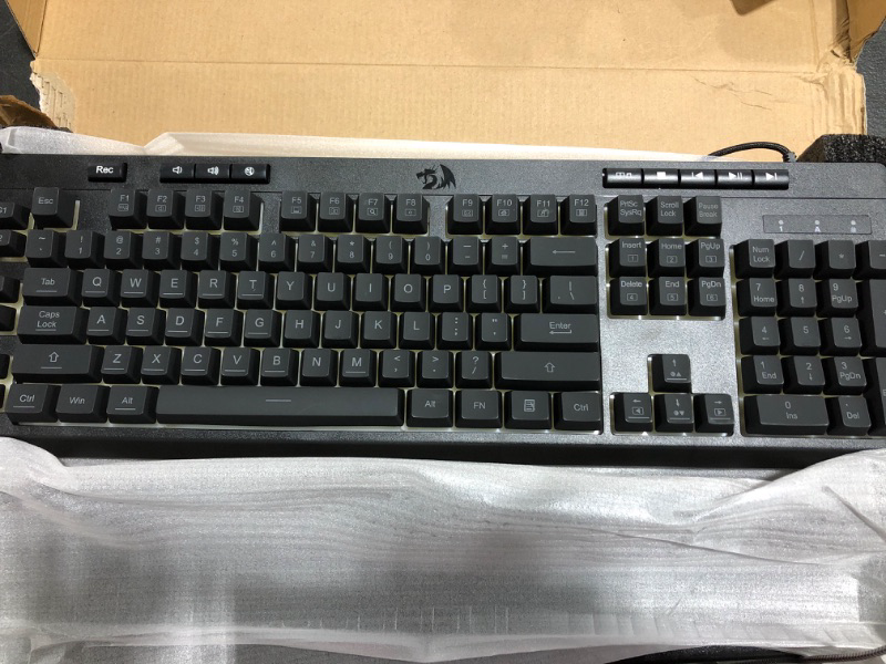 Photo 2 of Redragon K512 Shiva RGB Backlit Membrane Gaming Keyboard with Multimedia Keys, Linear Mechanical-Feel Switch, 6 Extra On-Board Macro Keys, Dedicated Media Control, Detachable Wrist Rest
