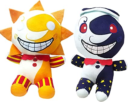 Photo 1 of FNAF Sundrop Plush Figure Toy, Sundrop and Moondrop FNAF Security Breach plushies Clown Figure Cartoon Plush for Boys Girls Festive and Decorative Gifts (2PCS)
