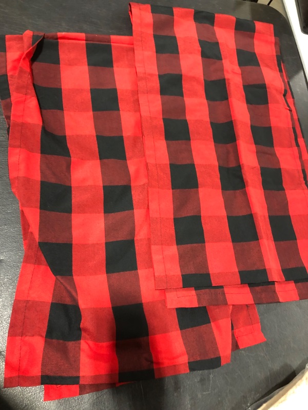 Photo 1 of 2 TABLE RUNNER RED AND BLACK PLAID 106"X15"