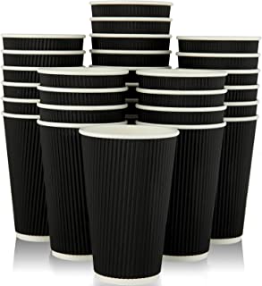 Photo 1 of 16oz 60pack Paper Coffee Cups, Disposable Coffee Cups, Black Hot Beverage Cups with Ripple Wall Design, Hot Beverage Cups Suitable for Birthday,Party and any occasions
