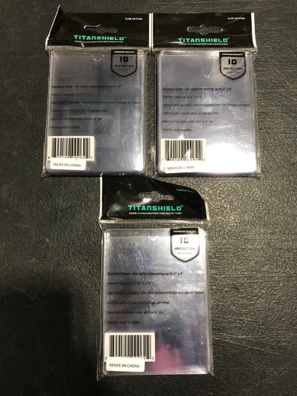 Photo 2 of LOT OF 3 TitanShield Slim Edition Covid-19 Vaccination Record Card Holders (Standard Size - 10 Pack)
