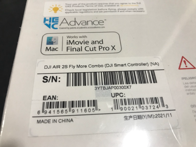 Photo 1 of (ITEM IS BRAND NEW FACTORY SEALED) DJI Air 2S Fly More Combo - Drone with 3-Axis Gimbal Camera, 5.4K Video, 1-Inch CMOS Sensor, 4 Directions of Obstacle Sensing, 31-Min Flight Time, Max 7.5-Mile Video Transmission, MasterShots, Gray
