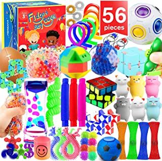 Photo 1 of  Sensory Toys Set 56 Pack, Stress Relief Fidget Hand Toys for Adults and Kids, Sensory Fidget and Squeeze Widget for Relaxing Therapy - Perfect for ADHD Add Anxiety Autism
