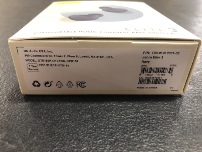 Photo 1 of Jabra Elite 3 True Wireless Earbuds Noise Cancelling Navy. PRIOR USE. 
