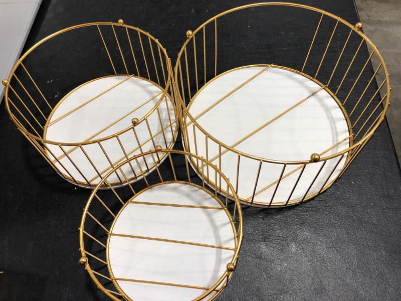 Photo 1 of 3 GOLD IRON METAL BASKETS 